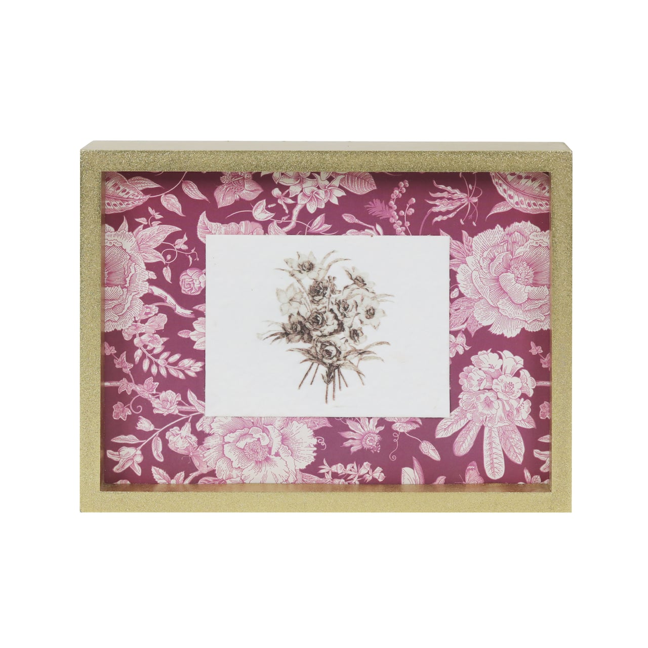 Gold Frame Pink Floral Print Tabletop Décor by Ashland®